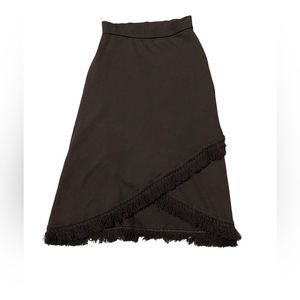 St John Sport Santana Knit Midi Fringed Skirt